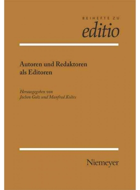 按需印刷DEG Autoren und Redaktoren als Editoren[9783484295292]