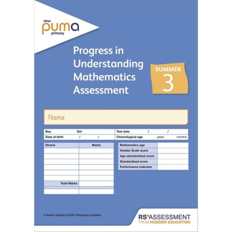 预订不退不换New PUMA Test 3, Summer PK10 (Progress in Understanding Mathematics Assessment)[9781510476288]