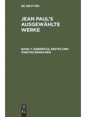 按需印刷DEG Siebenk?s, erstes und zweites B?ndchen[9783111085869]