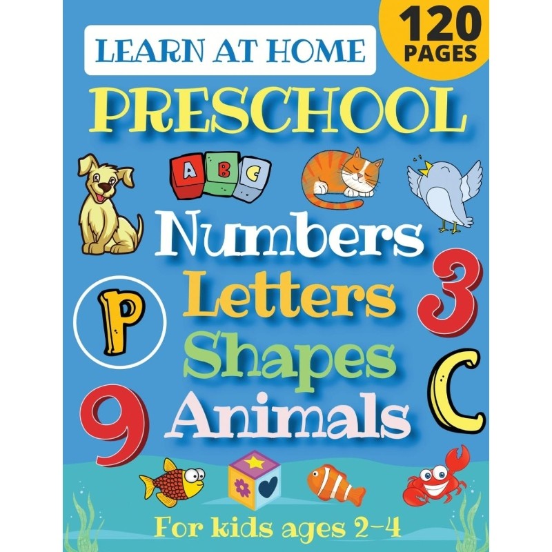 预订不退不换Learn at Home Preschool Numbers, Letters, Shapes & Animals for Kids Ages 2-4