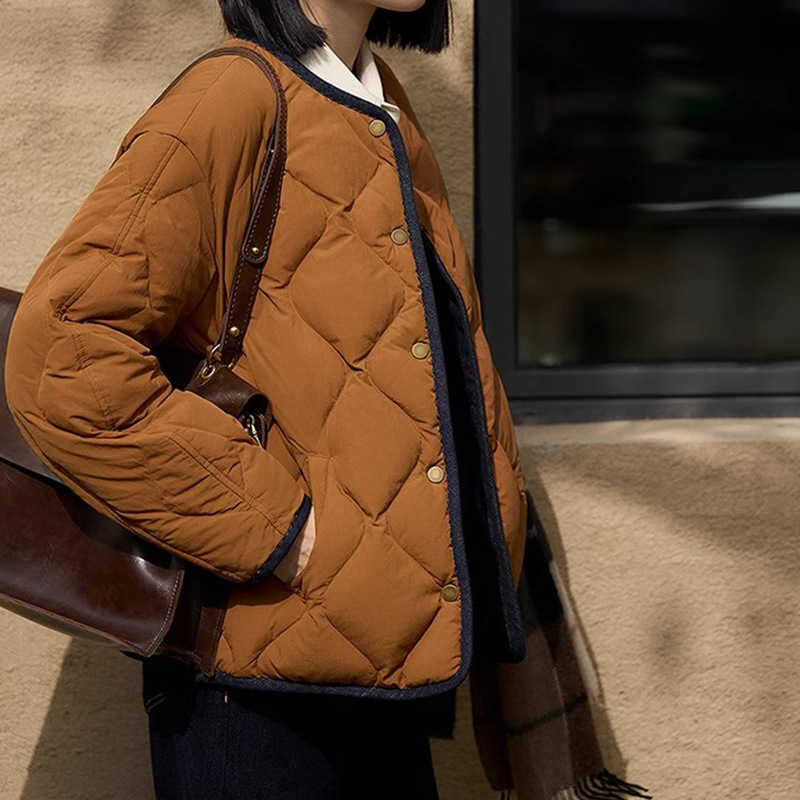 双面两穿95鹅绒服 菱格端牛仔羽绒服女装轻薄短款外套秋冬新款