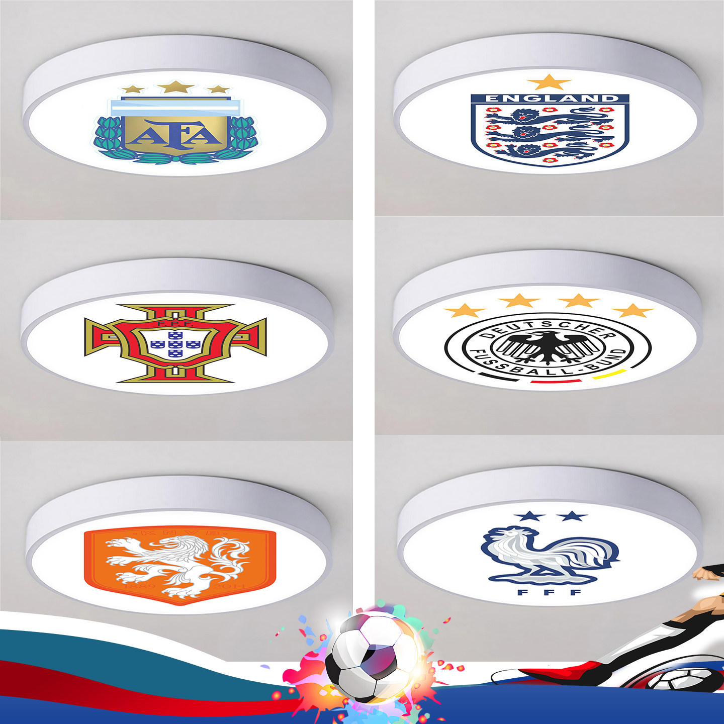 简约定制足球队标吸顶灯球迷logo灯德国阿根廷曼城皇马巴萨吸顶灯