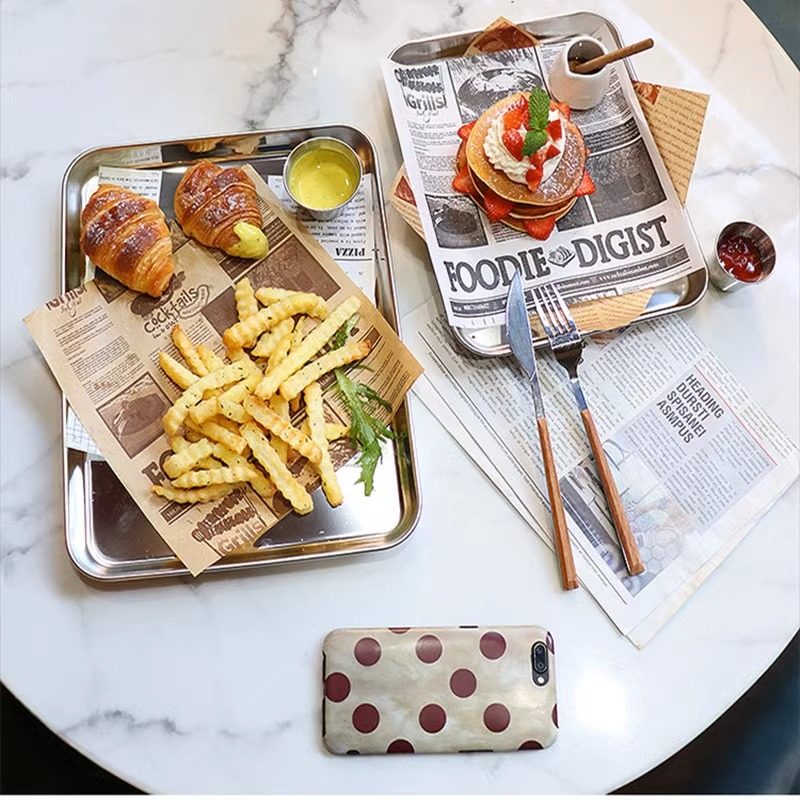 不锈钢网红西餐厅平盘小吃盘子咖啡点心甜品盘烤肉盘烧烤炸串托盘,餐饮具,餐用托盘,淘宝优惠券,粉丝福利购,淘宝优惠卷