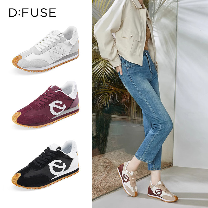 迪芙斯复古休闲厚底系带阿甘鞋女