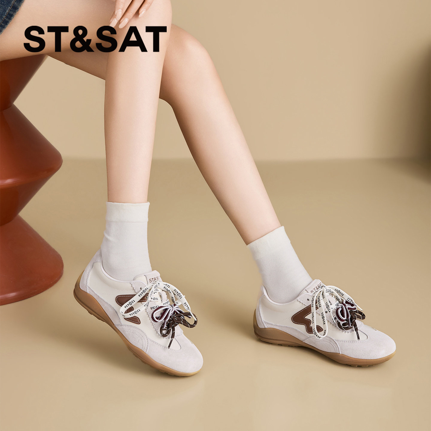 St&Sat/星期六春秋厚底系带阿甘鞋休闲运动德训单鞋女SSE1112C46,女鞋,德训鞋,淘宝优惠券,粉丝福利购,淘宝优惠卷