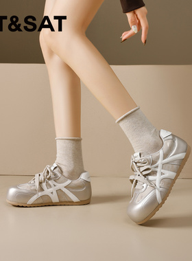 St&Sat/星期六春秋新款系带德训鞋内增高休闲运动鞋女SSE1112C1S