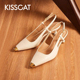 女KA54129 KISS 羊皮尖头浅口小猫跟包头凉鞋 接吻猫夏季 CAT