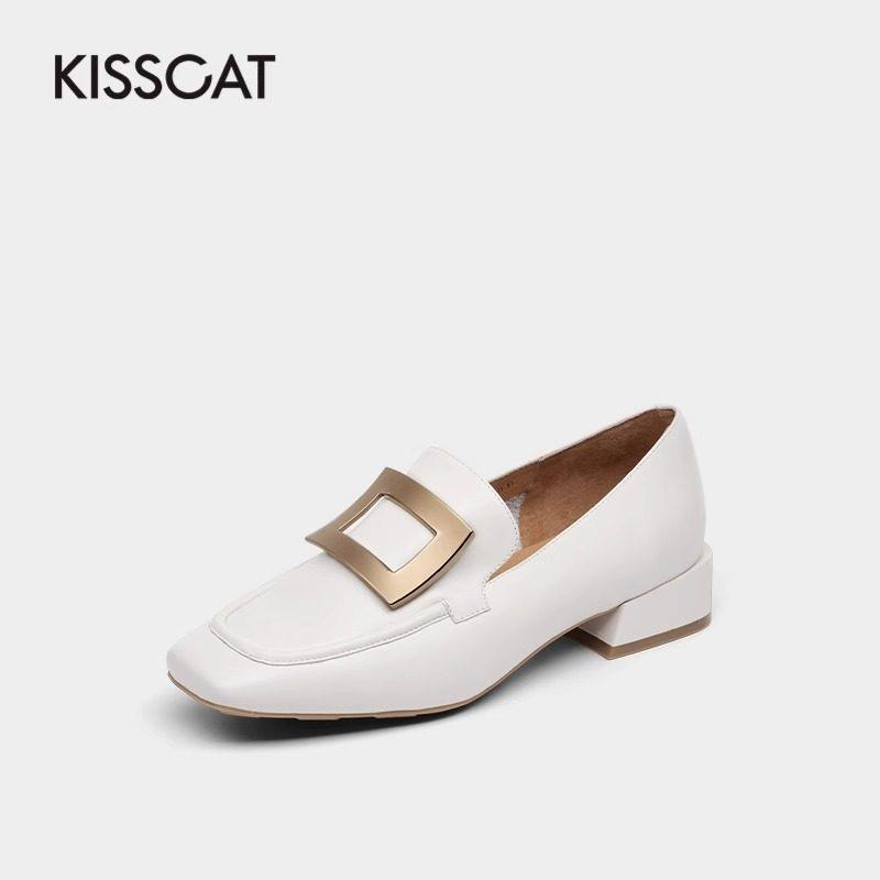 KISS CAT/接吻猫春秋牛皮乐福鞋通勤小皮鞋低跟单鞋女KA21377-50,女鞋,乐福鞋（豆豆鞋）,淘宝优惠券,粉丝福利购,淘宝优惠卷