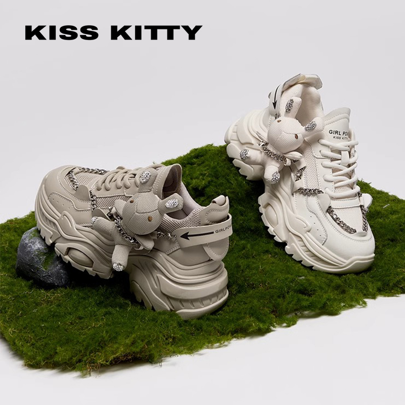 KISSKITTY厚底水钻公仔老爹鞋