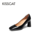 KISS 女KA54137 CAT 接吻猫春秋羊皮方头浅口粗高跟通勤单鞋