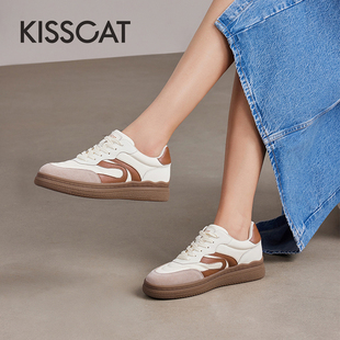 KISS CAT/接吻猫春秋复古德训鞋圆头厚底休闲阿甘鞋女KA54184-51