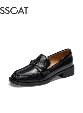 KISS CAT/接吻猫春秋羊皮方头乐福鞋一脚蹬厚底单鞋女KA54105-51