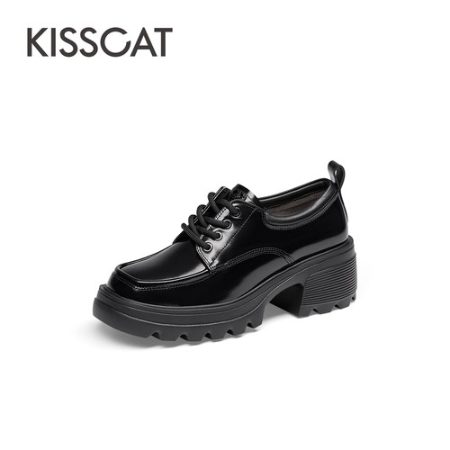 接吻猫超轻厚底增高乐福鞋女