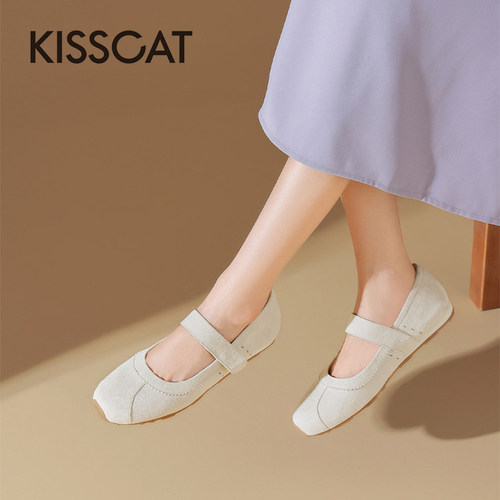 接吻猫舒适百搭一字带玛丽珍鞋女