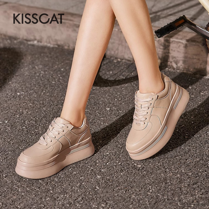 接吻猫简约百搭时尚厚底板鞋女
