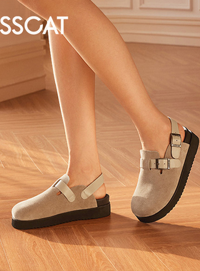 KISS CAT/接吻猫夏季圆头勃肯鞋厚底外穿包头拖鞋女KA54396-50