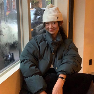 秒发!韩国东大门八奶立领羽绒服女宽松保暖复古百搭外套潮