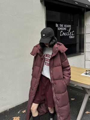 2025韩版大被子羽绒服女过膝超长款到脚踝超厚保暖时尚宽松连帽
