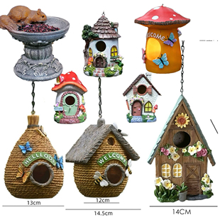 佳鲤推荐户外庭院树脂喂鸟器鸟窝鸟巢别墅花园鸟屋装饰挂件摆件