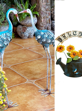 佳鲤推荐仙鹤摆件水壶向日葵户外花园庭院墙铁艺WELCOME欢迎牌