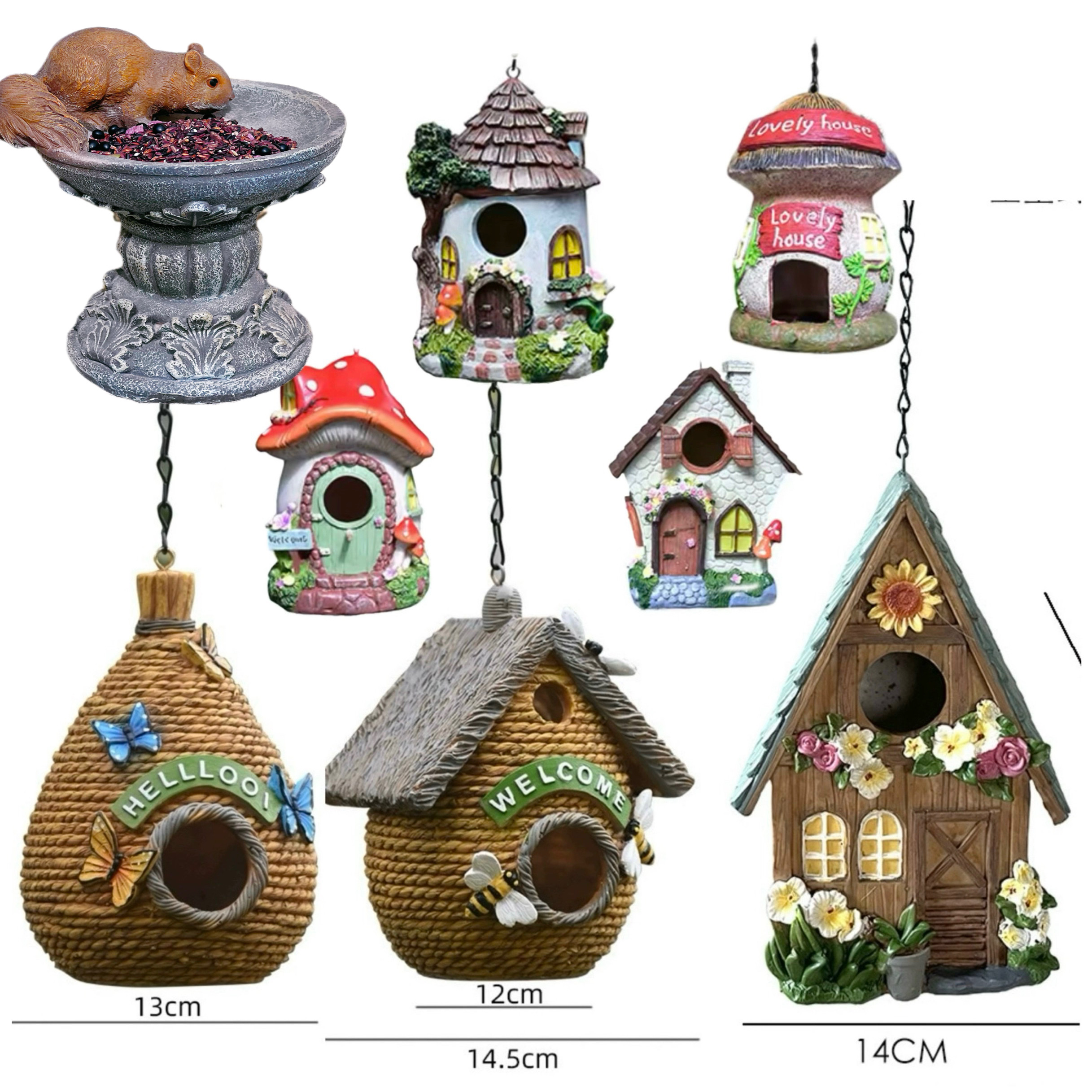 佳鲤推荐户外庭院树脂喂鸟器鸟窝鸟巢别墅花园鸟屋装饰挂件摆件