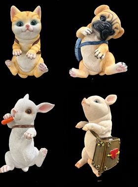 佳鲤推荐庭院花园花盆鱼缸可爱猫咪创意背包小装饰品树脂摆件盆挂