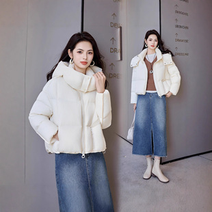 90白鸭绒泡芙短款羽绒服女2025新款冬季超好看高级感洋气加厚外套