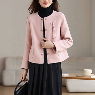 2025秋冬新款新中式小个子高级感短款双面羊绒羊毛呢大衣女小