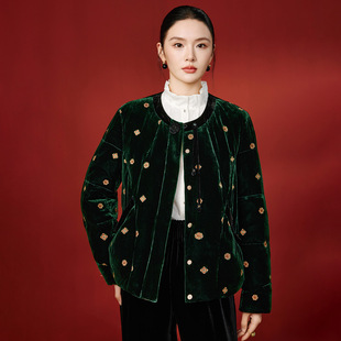 品牌高端2026新中式冬季结婚95%白鹅绒短款红色真丝丝绒羽绒服女