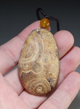 【天然眼图】九眼石页岩原石吊坠 钱币石手玩件 楼叔孤品