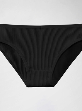 简约纯色女中腰纯棉内裤舒适透气全棉裆三角裤黑色少女生底裤经典