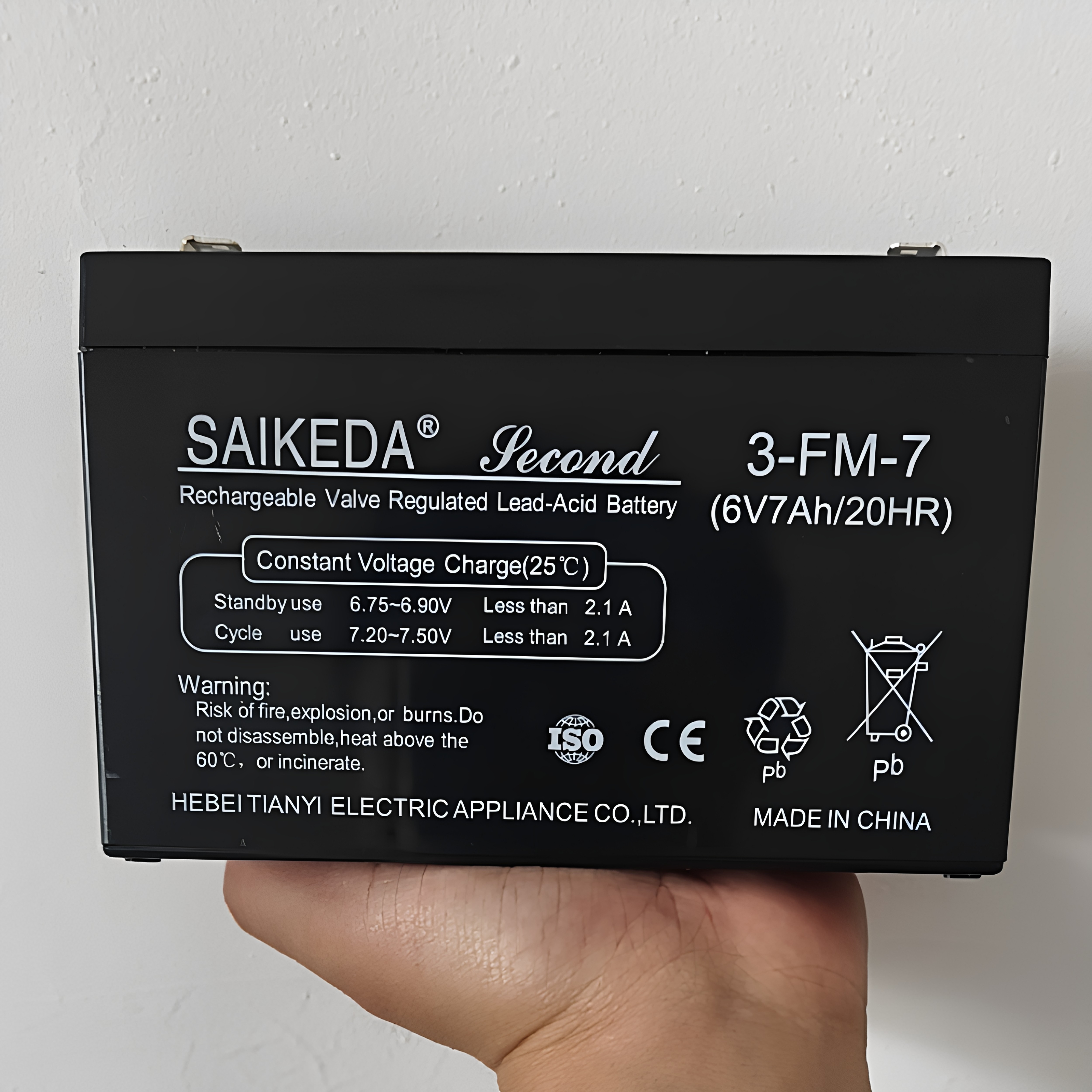 赛克达儿童电动车电池电瓶6V7A电池6v7ah童车3FM7蓄电池