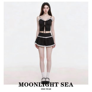MOONLIGHTSEA泳衣女分体两件套裙式遮肚显瘦少女波点度假温泉泳装