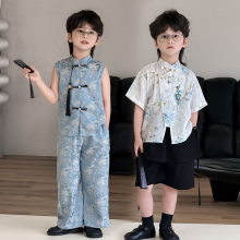 2025新款男童唐装夏季薄款上衣儿童汉服新中式高端国风宝宝演出服
