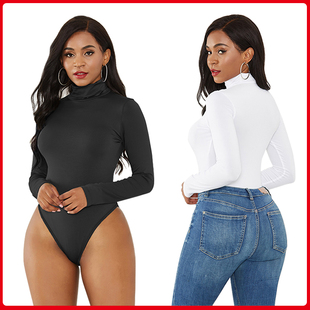 Sleeve 秋冬内搭长袖 弹力连体衣Long 欧美修身 bodysuit 打底T恤女