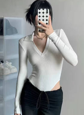收腰显瘦连体衣女深V性感打底T恤