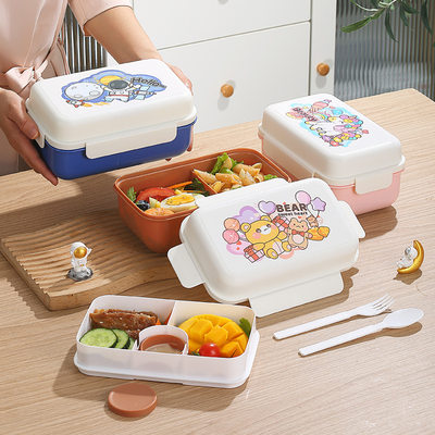 INS卡通双层学生饭盒可微波炉跨境沙拉盒成人午餐便当盒lunch box