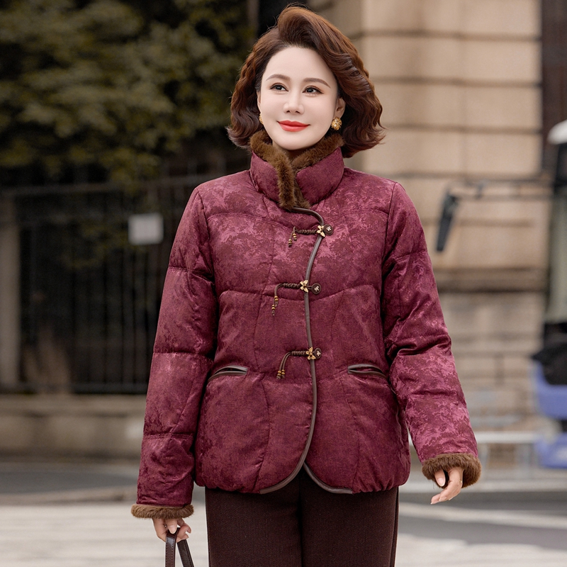 妈妈加绒棉衣外套冬季中老年女装洋气加厚棉服国风冬装棉袄新中式