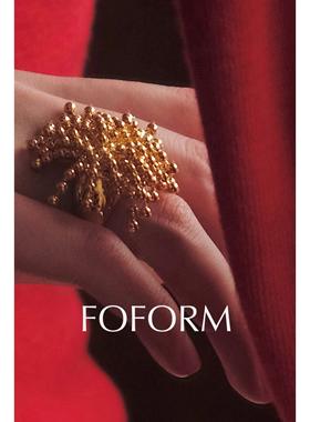 FOFORM｜SOLACE限定系列 复古烟花黄铜镀18k金 开口戒指