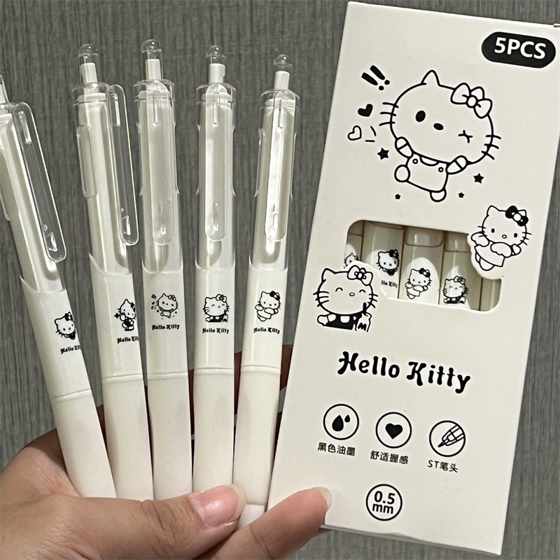 KT猫小白笔ins高颜值按动笔学生考试刷题笔0.5速干顺滑简约中性笔