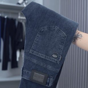 广州斯坦森 秋冬厚款盐炒洗水宽松亚灰蓝商务男士休闲百搭牛仔裤