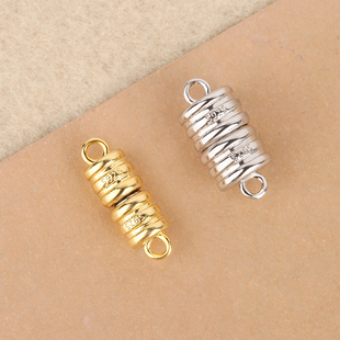 DIY S925纯银磁吸扣手链扣串珠手串扣饰品配件扣项链扣连接吸铁扣