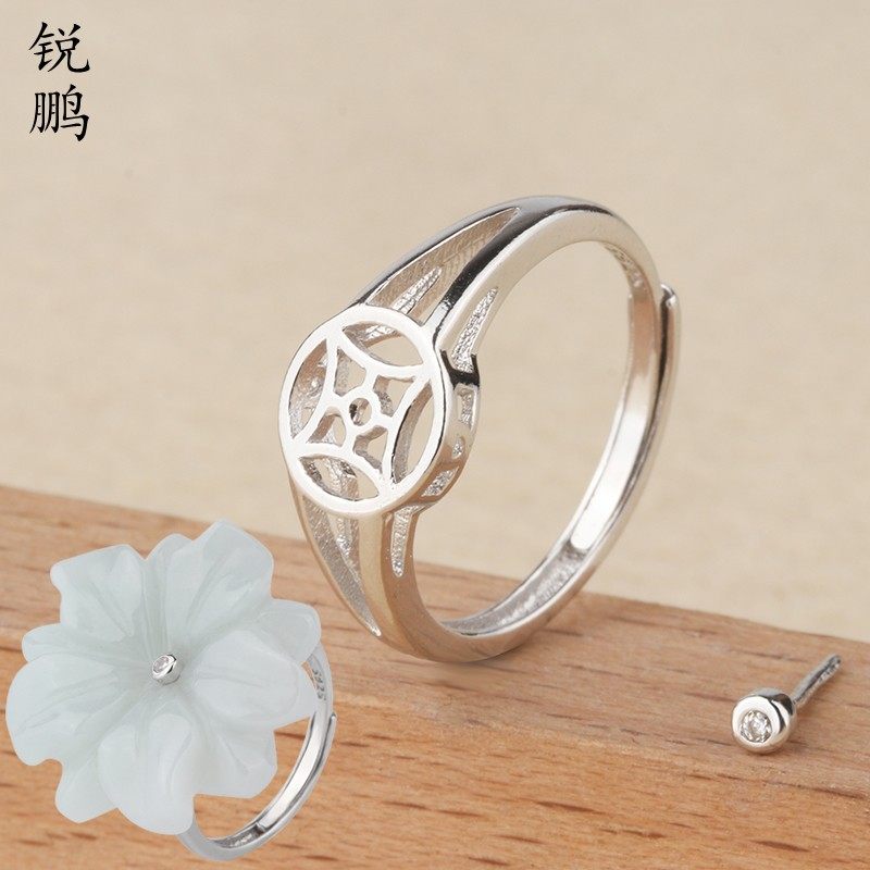 s925纯银戒指托空托女开口