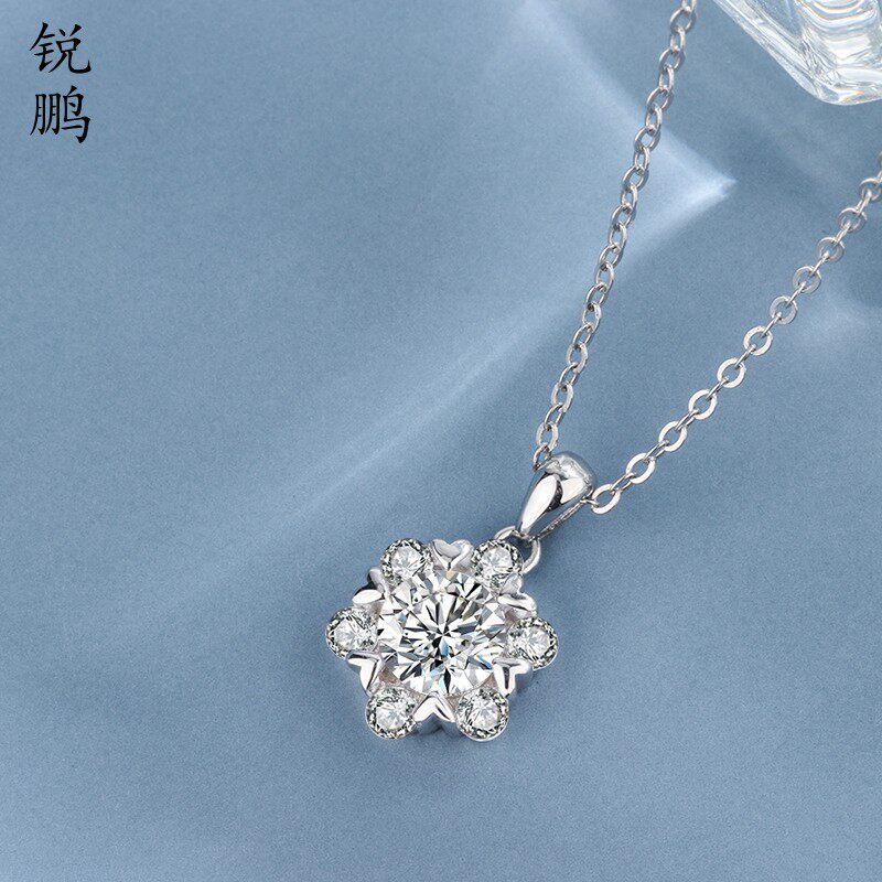 锐鹏 S925纯银雪花项链女款轻奢小众独特锁骨链高级感不掉色配饰