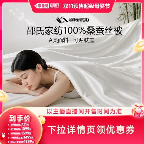 邵氏家纺100%桑蚕丝被春秋子母被
