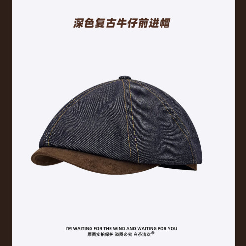 日系工装复古牛仔前进帽子女休闲