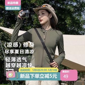 修身防晒衣女夏轻薄显瘦2024新款开衫紧身防紫外线透气户外防晒服