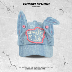 苏新皓同款Y3K别碰我辣妹兔耳朵棒球帽女春夏刺绣亚比牛仔鸭舌帽