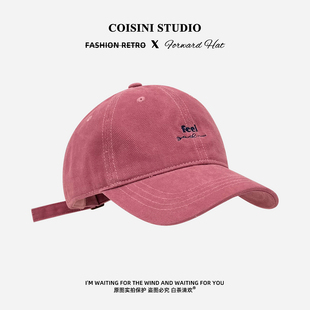 秋冬新款 字母刺绣棒球帽子女休闲百搭大头围显脸小鸭舌帽情侣 韩式