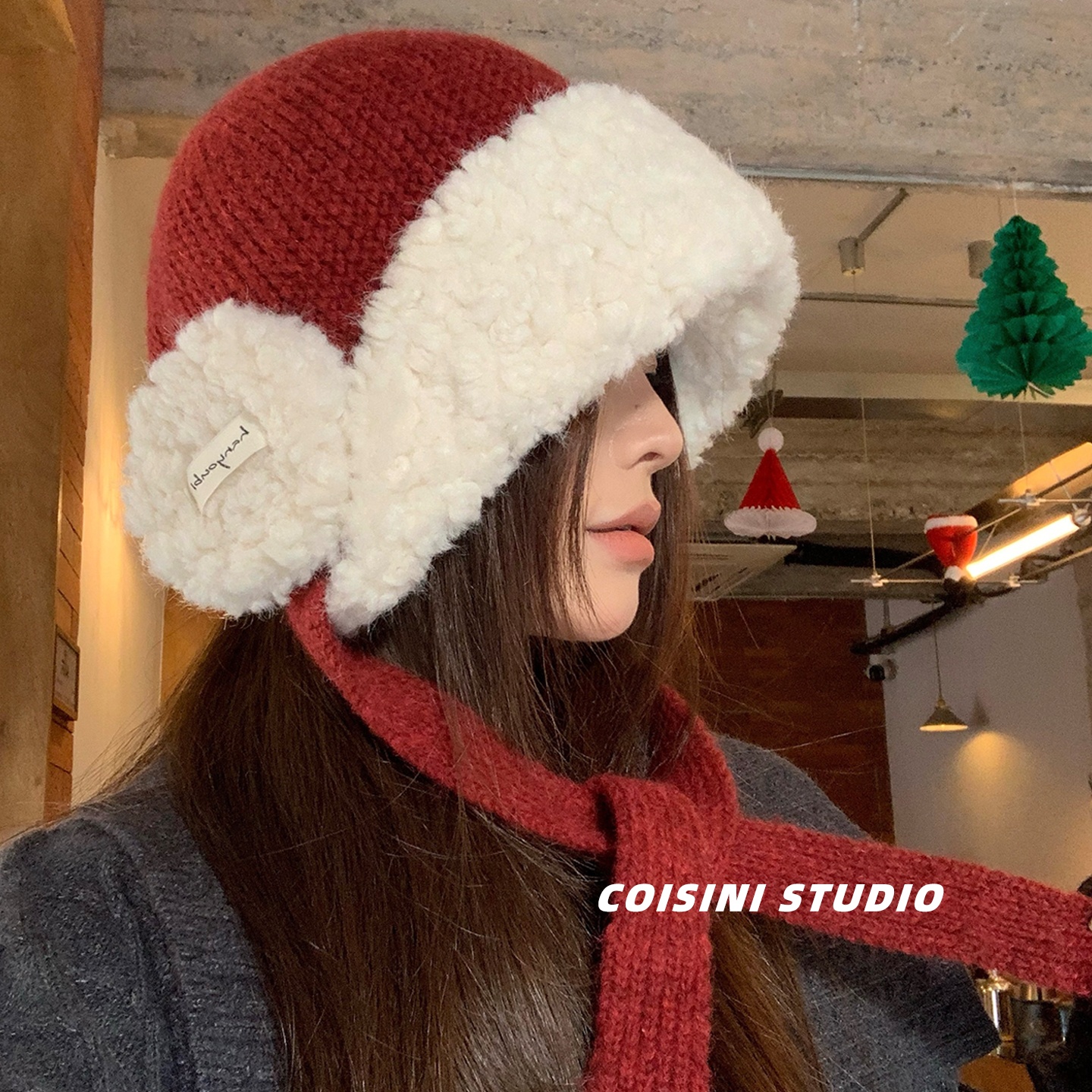 冬季加绒护耳雷锋帽女显脸小